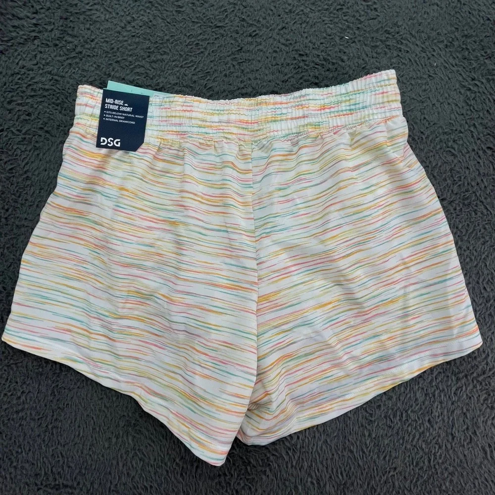 DSG Girls XL Stride Shorts White Multi Spacedye Moisture Wicking UPF 50 Athletic
